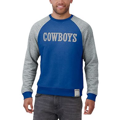 Men's Darius Rucker Collection by Fanatics Blue/Gray Dallas Cowboys Throwback Color Block Raglan Pullover Sweatshirt