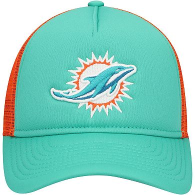 Youth New Era Aqua Miami Dolphins A-Frame 9FORTY Trucker Adjustable Hat