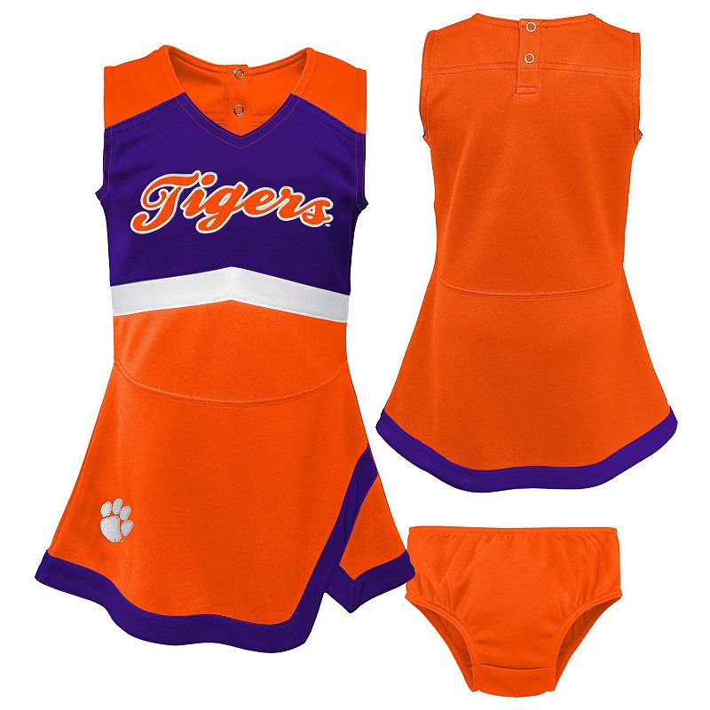 Girls Preschool Orange Clemson Tigers Two-Piece Cheer Captain Jumper Dress & Bloomers Set, Girl's, Size: 5/6T