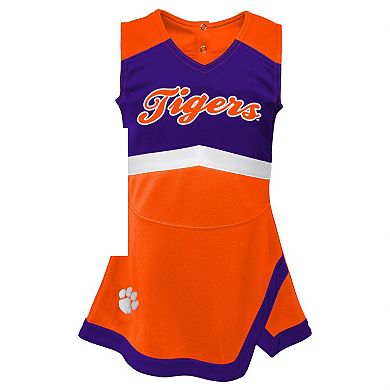 Girls Preschool Orange Clemson Tigers Two-Piece Cheer Captain Jumper Dress & Bloomers Set