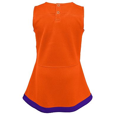 Girls Preschool Orange Clemson Tigers Two-Piece Cheer Captain Jumper Dress & Bloomers Set