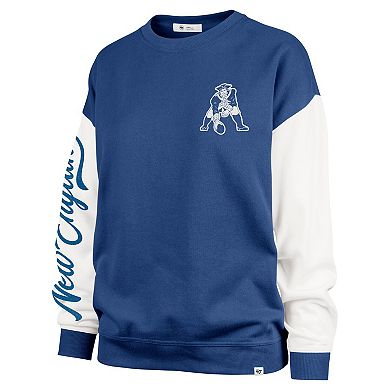 Women's '47 Navy New England Patriots Double Header Rise Andie Pullover Sweatshirt