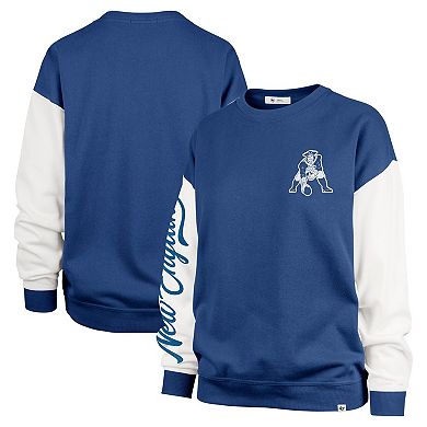 Women's '47 Navy New England Patriots Double Header Rise Andie Pullover Sweatshirt