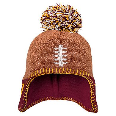 Infant Brown Washington Commanders Football Head Knit Hat with Pom