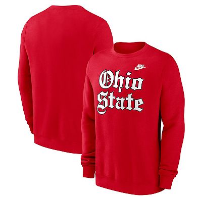Men's Nike Scarlet Ohio State Buckeyes Old English Fleece Sweatshirt