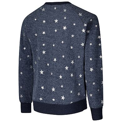 Youth Wes & Willy Navy Michigan Wolverines Shimmer Star Reverse Fleece Raglan Pullover Sweatshirt