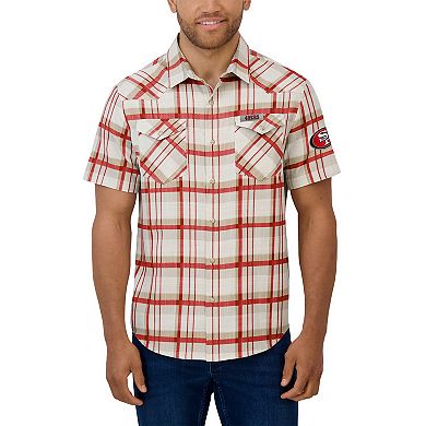 Men's Darius Rucker Collection by Fanatics Scarlet San Francisco 49ers Plaid Full-Snap Shirt