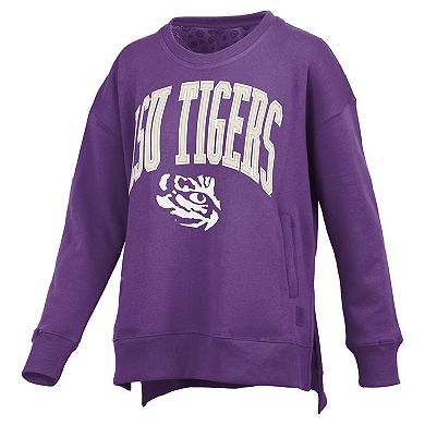 Women's Pressbox Purple LSU Tigers Pocketed Arch Pullover Sweatshirt