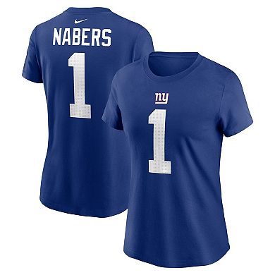 Women's Nike Malik Nabers Royal New York Giants Name & Number T-Shirt