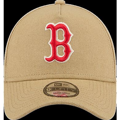 Men's New Era Khaki Boston Red Sox Logo Essentials 9FORTY A-Frame Adjustable Hat