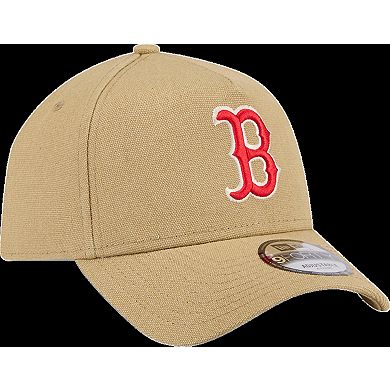 Men's New Era Khaki Boston Red Sox Logo Essentials 9FORTY A-Frame Adjustable Hat
