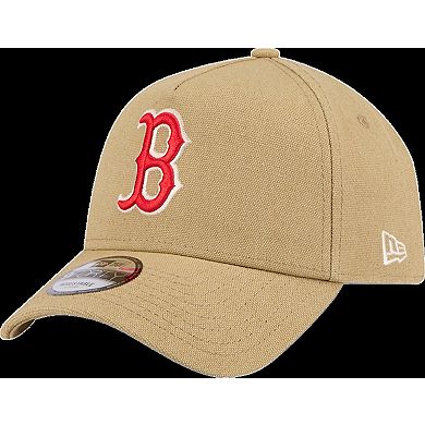 Men's New Era Khaki Boston Red Sox Logo Essentials 9FORTY A-Frame Adjustable Hat
