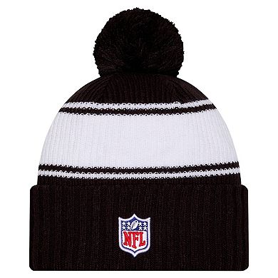 Youth New Era Black New York Jets 2024/25 Sideline Cuffed Knit Hat with Pom