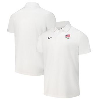 Men's Nike White Team USA Woven Performance Polo