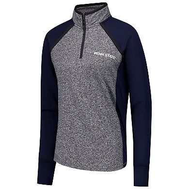 Women's Navy/Heather Gray Penn State Nittany Lions Finalist Raglan Quarter-Zip Jacket