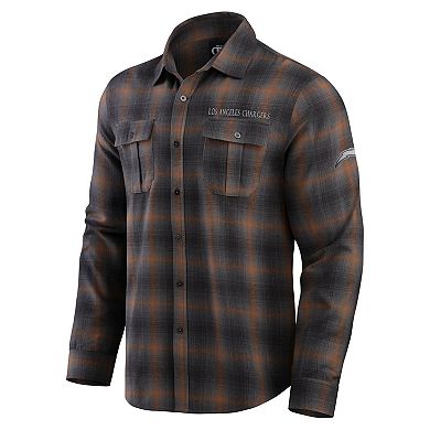 Men's Darius Rucker Collection by Fanatics Tan Los Angeles Chargers Classic Flannel Long Sleeve Button-Up Shirt