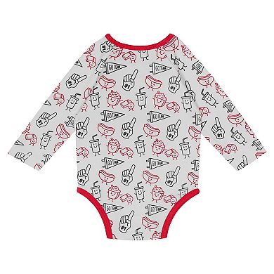 "Newborn & Infant Chicago Bulls Little Champ Long Sleeve Bodysuit, Pants & Cuffed Knit Hat 3-Piece Set"