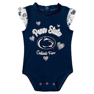 Girls��Newborn Navy Penn State Nittany Lions Happy Hearts 2-Pack Bodysuit Set