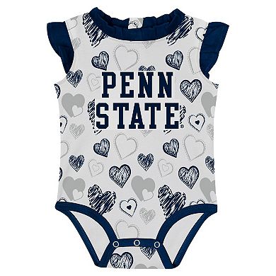 Girls��Newborn Navy Penn State Nittany Lions Happy Hearts 2-Pack Bodysuit Set