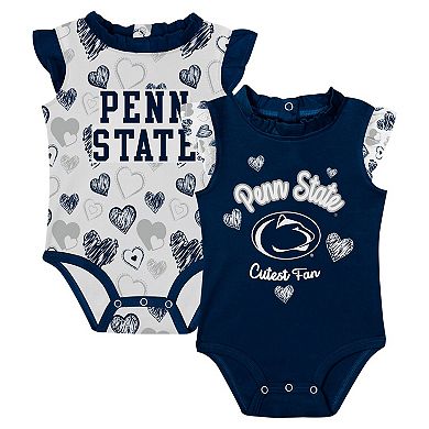 Girls��Newborn Navy Penn State Nittany Lions Happy Hearts 2-Pack Bodysuit Set