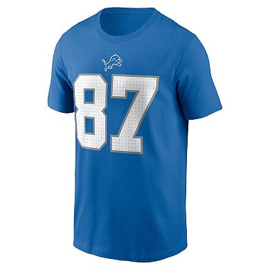 Men's Nike Sam LaPorta Blue Detroit Lions Name & Number T-Shirt