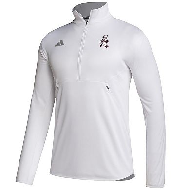 Men's adidas White Texas A&M Aggies Ol' Sarge Sideline Knit Quarter-Zip Pullover Top