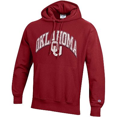 Men's Champion Crimson Oklahoma Sooners Vault Late Night Reverse Weave Pullover Hoodie