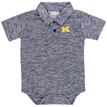 Newborn & Infant Two Feet Ahead Navy Michigan Wolverines Space-Dye Golf Polo Bodysuit