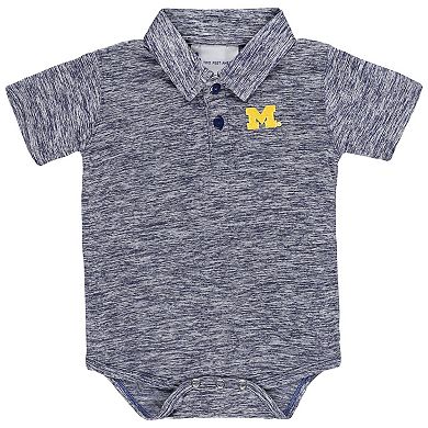 Newborn & Infant Two Feet Ahead Navy Michigan Wolverines Space-Dye Golf Polo Bodysuit