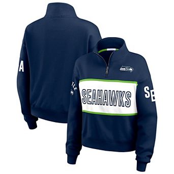 Women's WEAR by Erin Andrews College Navy Seattle Seahawks Quarter-Zip Jacket