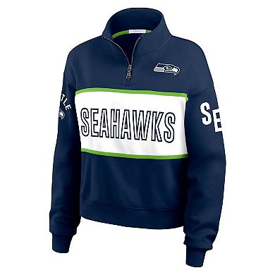 Women's WEAR by Erin Andrews College Navy Seattle Seahawks Quarter-Zip Jacket