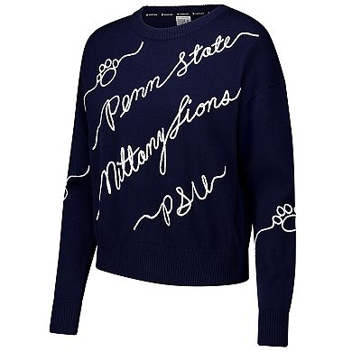 Women's Navy Penn State Nittany Lions Love Note Embroidered Sweater
