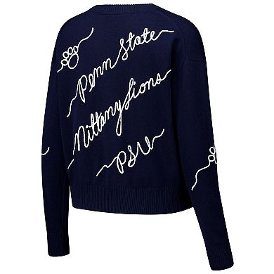 Women's Navy Penn State Nittany Lions Love Note Embroidered Sweater