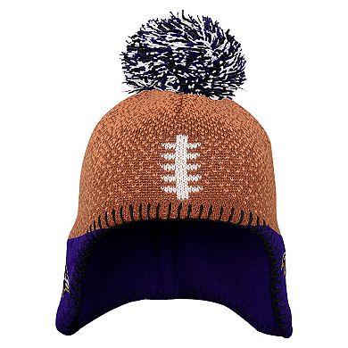Infant Brown Baltimore Ravens Football Head Knit Hat with Pom