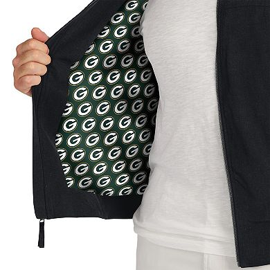 Men's J. Palmer Black Green Bay Packers Lightweight Cover-4 Tri-Blend Full-Zip Jacket