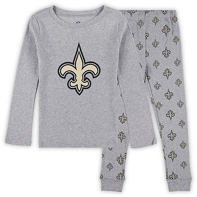 Preschool Heather Gray New Orleans Saints Long Sleeve T-Shirt and Pants Sleep Set