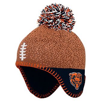 Infant Brown Chicago Bears Football Head Knit Hat with Pom