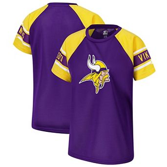 Women's Starter Purple Minnesota Vikings 1st Rounder Color Block Raglan Top