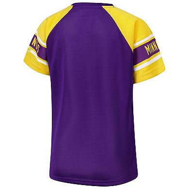 Women's Starter Purple Minnesota Vikings 1st Rounder Color Block Raglan Top