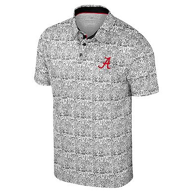 Men's Colosseum White Alabama Crimson Tide Big & Tall It's Time! Allover Printed Polo