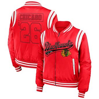Women's WEAR by Erin Andrews Red Chicago Blackhawks Baller Full-Zip Bomber Jacket