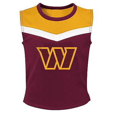 Girls Preschool Burgundy Washington Commanders Spirit Cheerleader Two-Piece Set with Bloomers