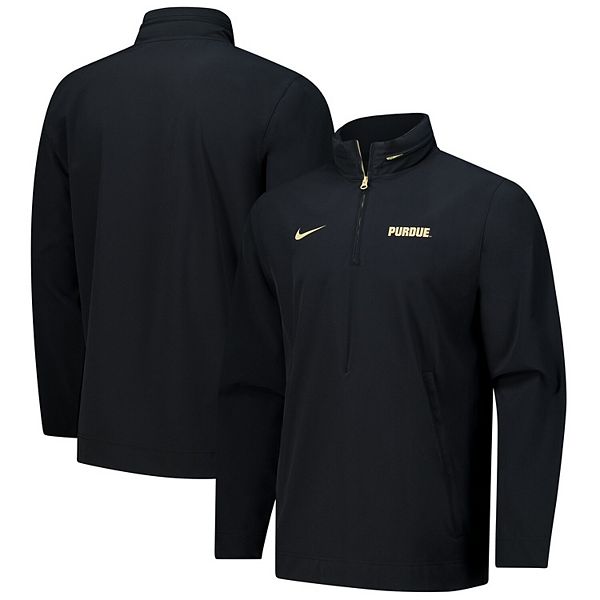 Men s Nike Black Purdue Boilermakers 2024 Sideline Coach Quarter Zip Hoodie Jacket