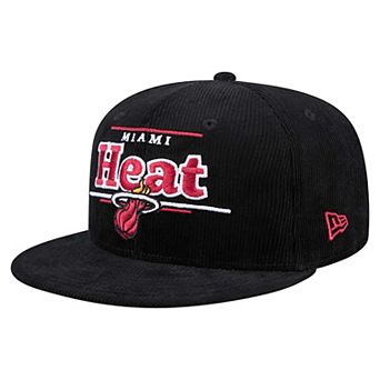 Men's New Era Black Miami Heat Throwback Display Corduroy 9FIFTY Snapback Hat