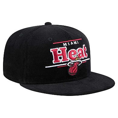 Men's New Era Black Miami Heat Throwback Display Corduroy 9FIFTY Snapback Hat