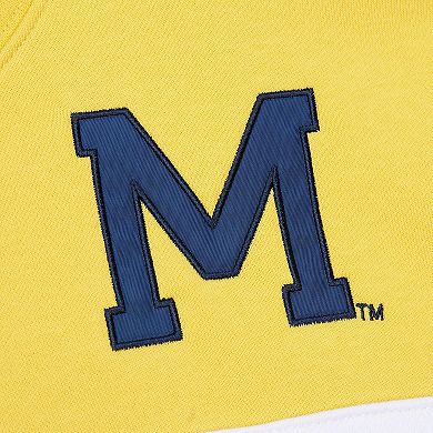 Men's Mitchell & Ness Navy Michigan Wolverines Vintage Logo Head Coach Fleece Pullover Sweatshirt