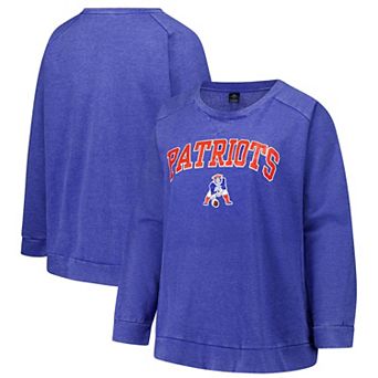 Women's Fanatics Royal New England Patriots Acid Wash Raglan Pullover Sweatshirt