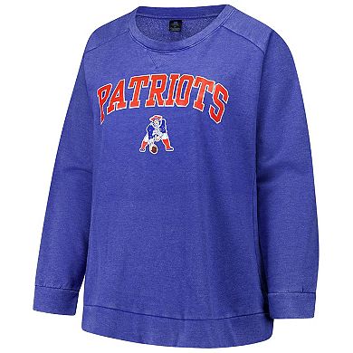 Women's Fanatics Royal New England Patriots Acid Wash Raglan Pullover Sweatshirt