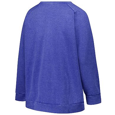 Women's Fanatics Royal New England Patriots Acid Wash Raglan Pullover Sweatshirt