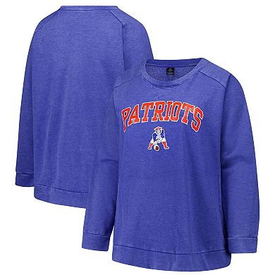Women's Fanatics Royal New England Patriots Acid Wash Raglan Pullover Sweatshirt